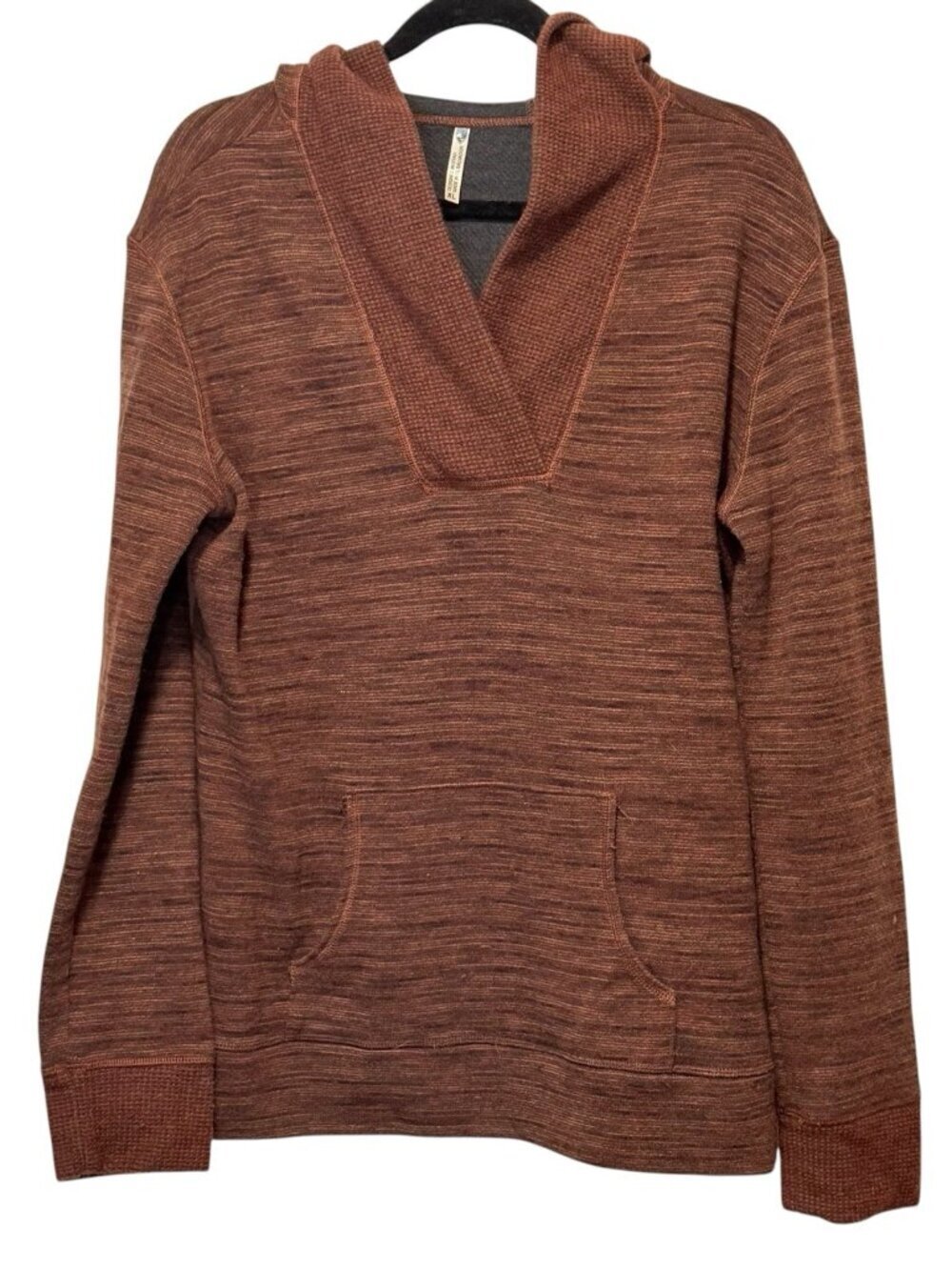 Kuhl Isla Brown Knit Wool Blend Hooded Womens V-neck Gorpcore Sweater Sz XL